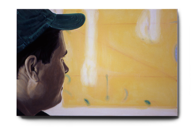 Roger Looking At Ciao, acrylic on canvas by Tom H�bert
