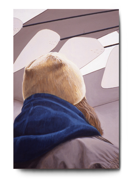 Zach Looking At Calder, acrylic on canvas by Tom H�bert