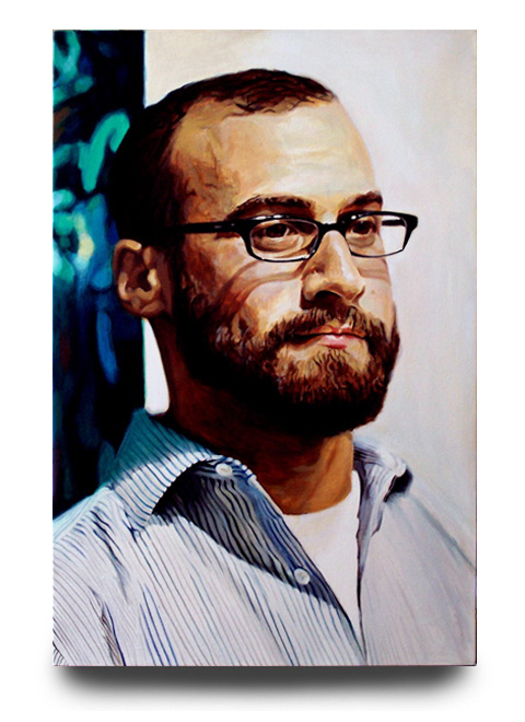 Oliver Kamm, acrylic on canvas by Tom Hbert